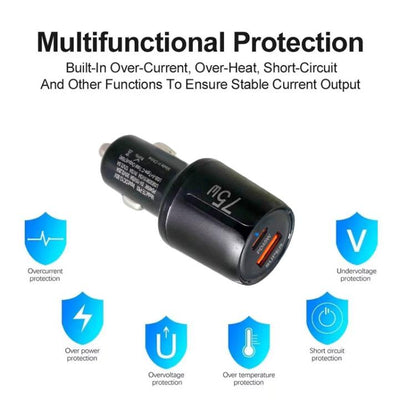 TE-P63 PD45W USB-C+USB 3.0 Multi Compatibility Protocol Car Charger, TE-P63