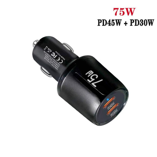 TE-P66 75W Type-C x 2 PD45W Dual Port Fast Charging Car Charger, TE-P66