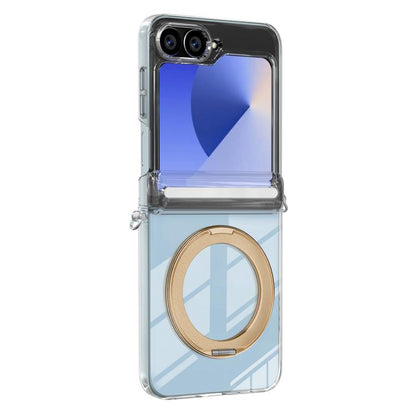 Aluminum Alloy Holder MagSafe Crystal Hinge Phone Case, For Galaxy Z Flip 8 5G, For Galaxy Z Fold7, For Galaxy Flip7 5G, For Galaxy Z Fold6, For Galaxy Z Fold5, For Galaxy Z Flip5 /6 /7 FE
