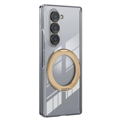 Aluminum Alloy Holder MagSafe Crystal Hinge Phone Case, For Galaxy Z Flip 8 5G, For Galaxy Z Fold7, For Galaxy Flip7 5G, For Galaxy Z Fold6, For Galaxy Z Fold5, For Galaxy Z Flip5 /6 /7 FE