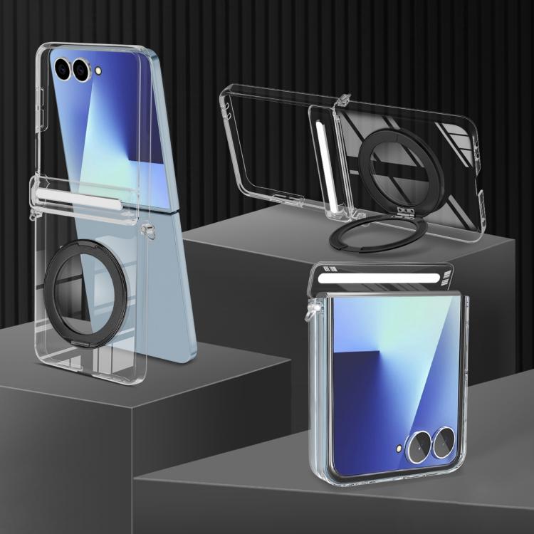 Aluminum Alloy Holder MagSafe Crystal Hinge Phone Case, For Galaxy Z Flip 8 5G, For Galaxy Z Fold7, For Galaxy Flip7 5G, For Galaxy Z Fold6, For Galaxy Z Fold5, For Galaxy Z Flip5 /6 /7 FE