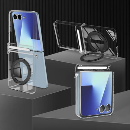 Aluminum Alloy Holder MagSafe Crystal Hinge Phone Case, For Galaxy Z Flip 8 5G, For Galaxy Z Fold7, For Galaxy Flip7 5G, For Galaxy Z Fold6, For Galaxy Z Fold5, For Galaxy Z Flip5 /6 /7 FE