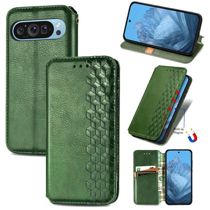 Cubic Grid Pressed Magnetic Leather Phone Case, For Google Pixel 10a, For Google Pixel 10 Pro XL, For Google Pixel 9 Pro XL, For Google Pixel 10 / 10 Pro, For Google Pixel 9 / 9 Pro