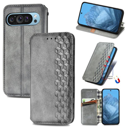 Cubic Grid Pressed Magnetic Leather Phone Case, For Google Pixel 10a, For Google Pixel 10 Pro XL, For Google Pixel 9 Pro XL, For Google Pixel 10 / 10 Pro, For Google Pixel 9 / 9 Pro