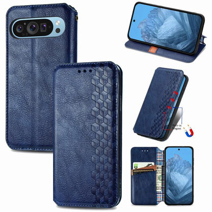 Cubic Grid Pressed Magnetic Leather Phone Case, For Google Pixel 10a, For Google Pixel 10 Pro XL, For Google Pixel 9 Pro XL, For Google Pixel 10 / 10 Pro, For Google Pixel 9 / 9 Pro