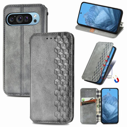 Cubic Grid Pressed Magnetic Leather Phone Case, For Google Pixel 10a, For Google Pixel 10 Pro XL, For Google Pixel 9 Pro XL, For Google Pixel 10 / 10 Pro, For Google Pixel 9 / 9 Pro