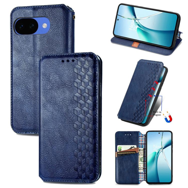 Cubic Grid Pressed Magnetic Leather Phone Case, For Google Pixel 10a, For Google Pixel 10 Pro XL, For Google Pixel 9 Pro XL, For Google Pixel 10 / 10 Pro, For Google Pixel 9 / 9 Pro