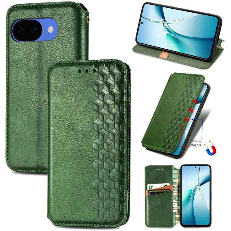 Cubic Grid Pressed Magnetic Leather Phone Case, For Google Pixel 10a, For Google Pixel 10 Pro XL, For Google Pixel 9 Pro XL, For Google Pixel 10 / 10 Pro, For Google Pixel 9 / 9 Pro