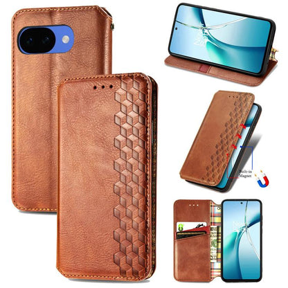 Cubic Grid Pressed Magnetic Leather Phone Case, For Google Pixel 10a, For Google Pixel 10 Pro XL, For Google Pixel 9 Pro XL, For Google Pixel 10 / 10 Pro, For Google Pixel 9 / 9 Pro