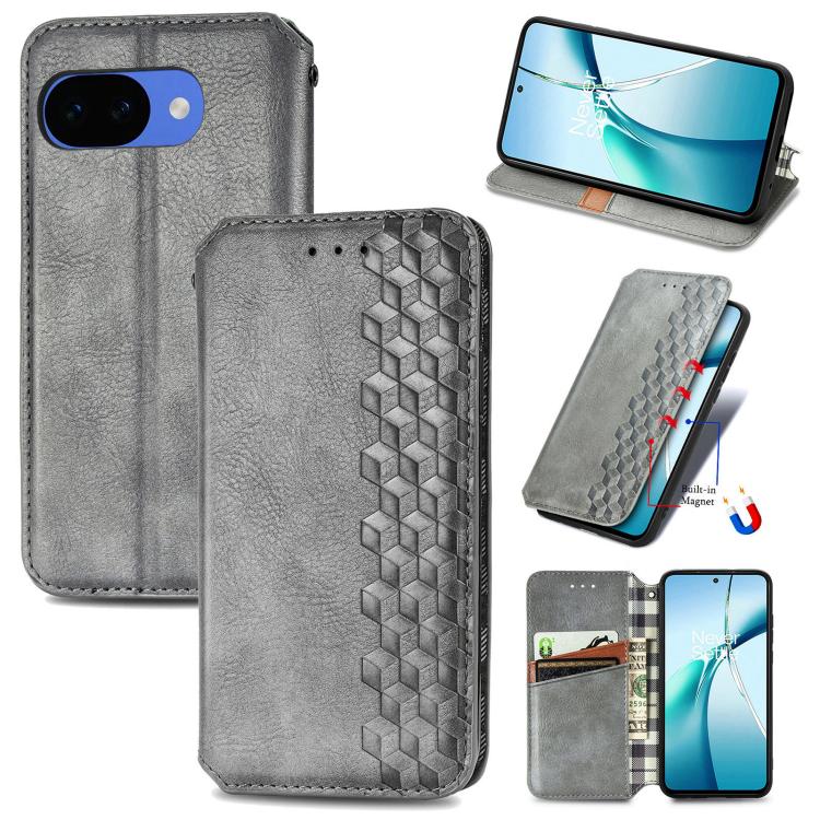 Cubic Grid Pressed Magnetic Leather Phone Case, For Google Pixel 10a, For Google Pixel 10 Pro XL, For Google Pixel 9 Pro XL, For Google Pixel 10 / 10 Pro, For Google Pixel 9 / 9 Pro