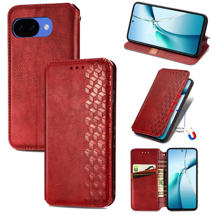Cubic Grid Pressed Magnetic Leather Phone Case, For Google Pixel 10a, For Google Pixel 10 Pro XL, For Google Pixel 9 Pro XL, For Google Pixel 10 / 10 Pro, For Google Pixel 9 / 9 Pro
