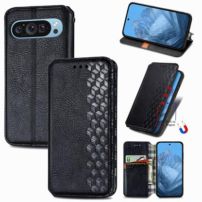 Cubic Grid Pressed Magnetic Leather Phone Case, For Google Pixel 11 Pro XL, For Google Pixel 10a, For Google Pixel 10 Pro XL, For Google Pixel 9 Pro XL, For Google Pixel 11 / 11 Pro, For Google Pixel 10 / 10 Pro, For Google Pixel 9 / 9 Pro