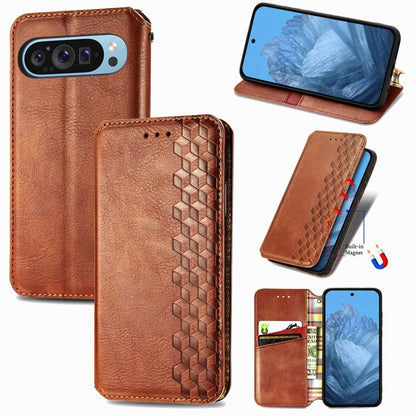 Cubic Grid Pressed Magnetic Leather Phone Case, For Google Pixel 11 Pro XL, For Google Pixel 10a, For Google Pixel 10 Pro XL, For Google Pixel 9 Pro XL, For Google Pixel 11 / 11 Pro, For Google Pixel 10 / 10 Pro, For Google Pixel 9 / 9 Pro