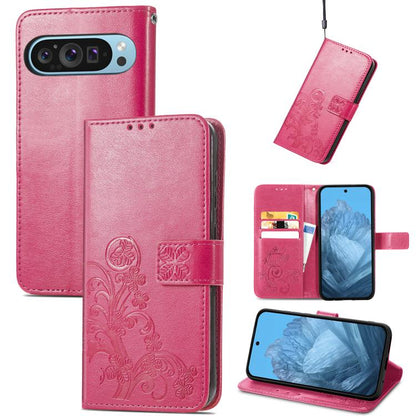 Four-leaf Clasp Embossed Buckle Leather Phone Case, For Google Pixel 10a, For Google Pixel 10 Pro XL, For Google Pixel 10 / 10 Pro