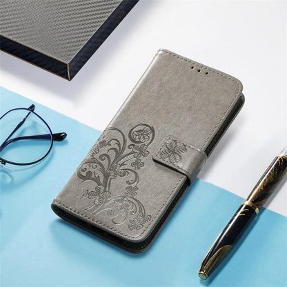 Four-leaf Clasp Embossed Buckle Leather Phone Case, For Google Pixel 10a, For Google Pixel 10 Pro XL, For Google Pixel 10 / 10 Pro