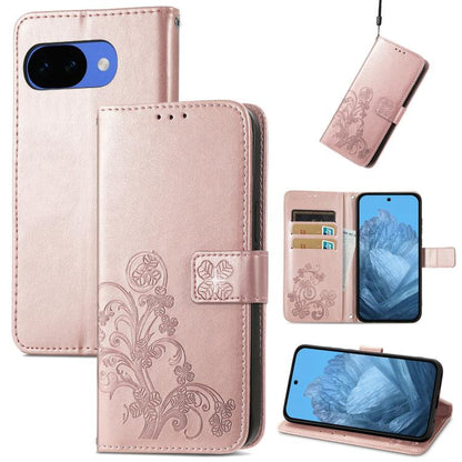 Four-leaf Clasp Embossed Buckle Leather Phone Case, For Google Pixel 10a, For Google Pixel 10 Pro XL, For Google Pixel 10 / 10 Pro