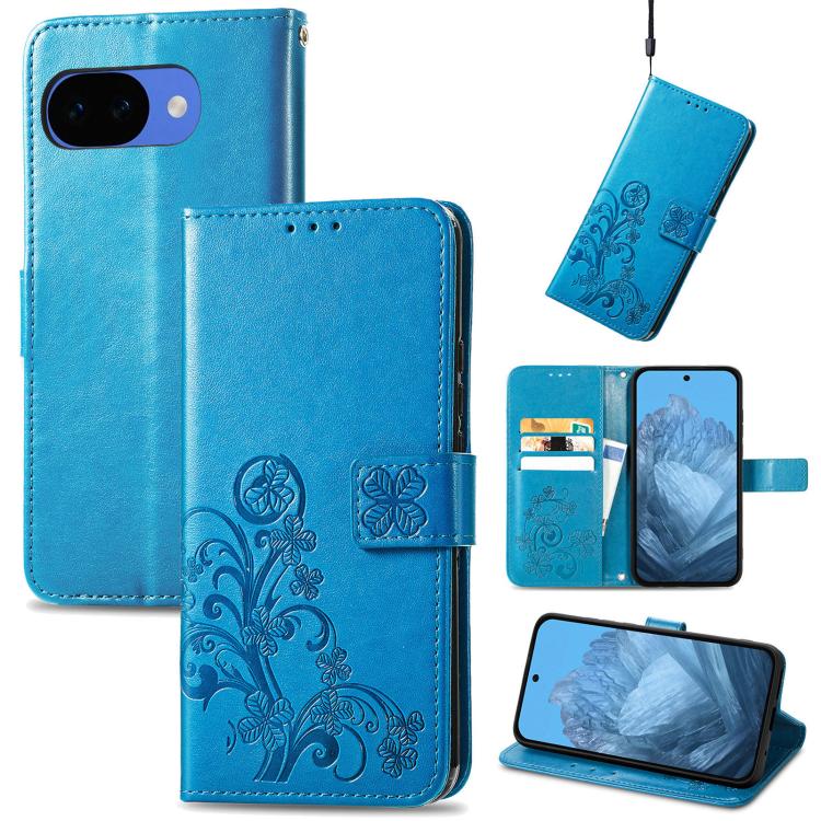 Four-leaf Clasp Embossed Buckle Leather Phone Case, For Google Pixel 10a, For Google Pixel 10 Pro XL, For Google Pixel 10 / 10 Pro