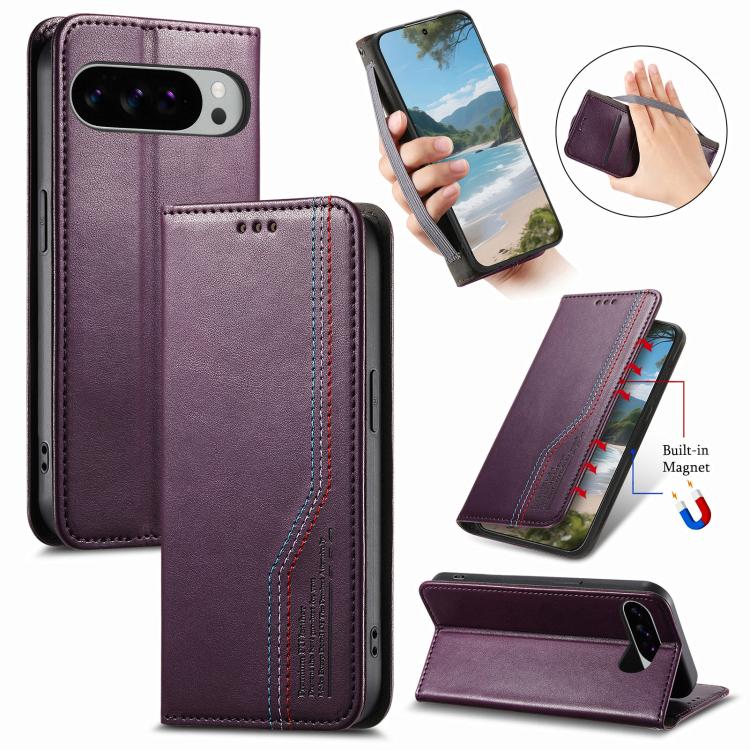 Elastic Wristband Magnetic Suction Leather Phone Case, For Google Pixel 10a, For Google Pixel 10 Pro XL, For Google Pixel 9 Pro XL, For Google Pixel 10 / 10 Pro, For Google Pixel 9 / 9 Pro