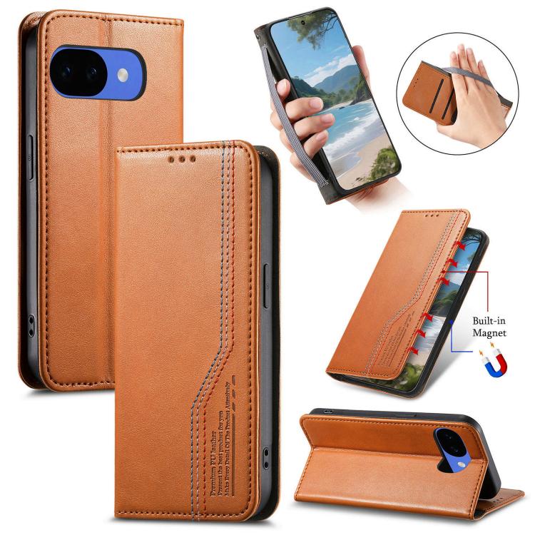 Elastic Wristband Magnetic Suction Leather Phone Case, For Google Pixel 10a, For Google Pixel 10 Pro XL, For Google Pixel 9 Pro XL, For Google Pixel 10 / 10 Pro, For Google Pixel 9 / 9 Pro