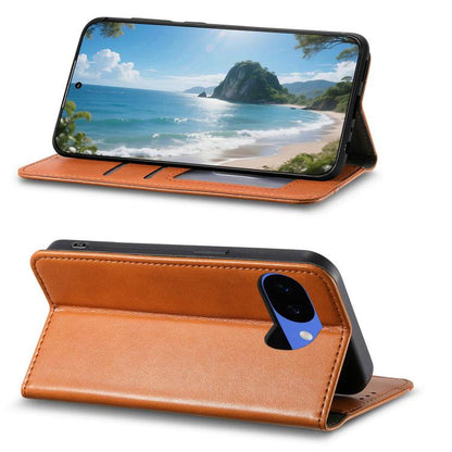 Elastic Wristband Magnetic Suction Leather Phone Case, For Google Pixel 10a, For Google Pixel 10 Pro XL, For Google Pixel 9 Pro XL, For Google Pixel 10 / 10 Pro, For Google Pixel 9 / 9 Pro