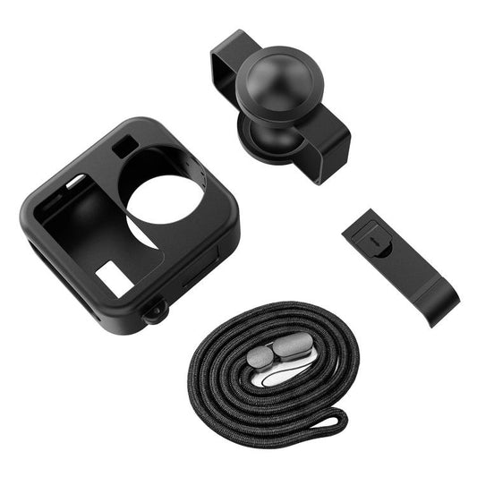 Body Silicone Protective Shell with Dual Lens Caps Cover & Strap & Battery Side Cover, For GoPro MAX2 Silicone Shell with Dual Lens Cap