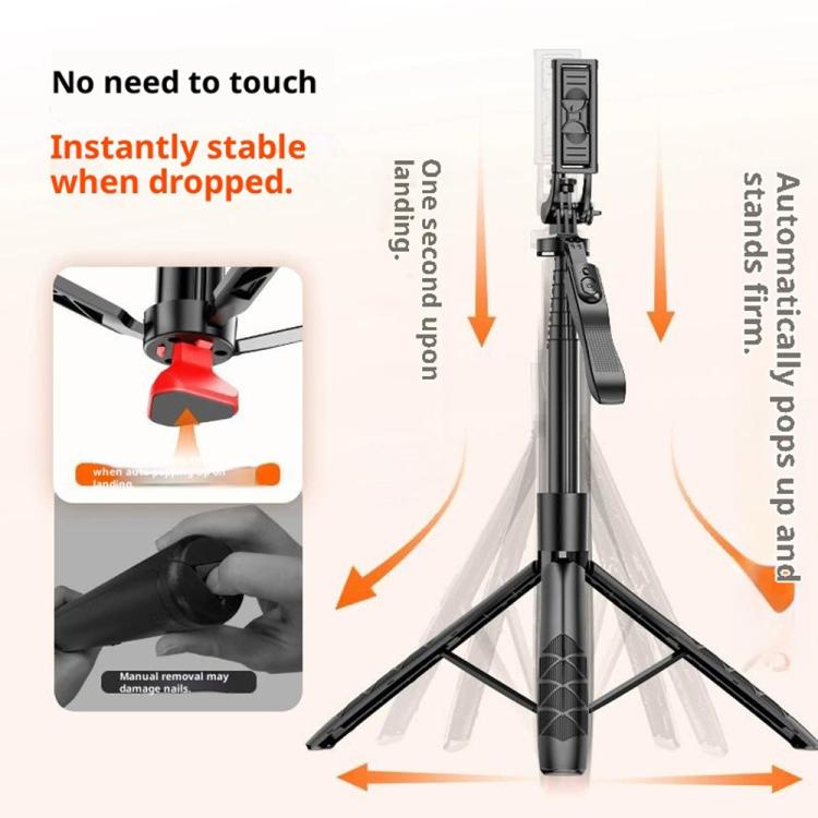 L16TT Auto Pop Up Tripod Anti Shake Floor Stand Aluminum Alloy Pole Extendable Selfie Stick