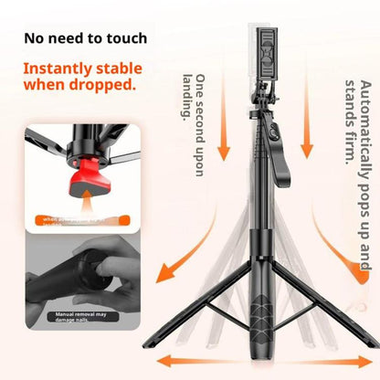 L16TT Auto Pop Up Tripod Anti Shake Floor Stand Aluminum Alloy Pole Extendable Selfie Stick