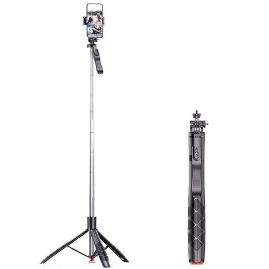 L15TT Edelstahl-Stativstange Ausziehbarer Selfie-Stick mit automatischer Stativfunktion, verwacklungsfreier Bodenständer, L15TT