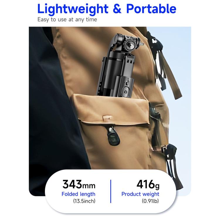 L15TT Stainless Steel Pole Extendable Selfie Stick Auto Pop Up Tripod Anti Shake Floor Stand, L15TT