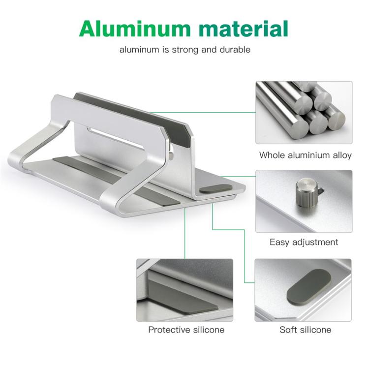 D051 Aluminum Alloy Space Saving Desktop Organizer Vertical Laptop Stand For Up to 17.3 inch