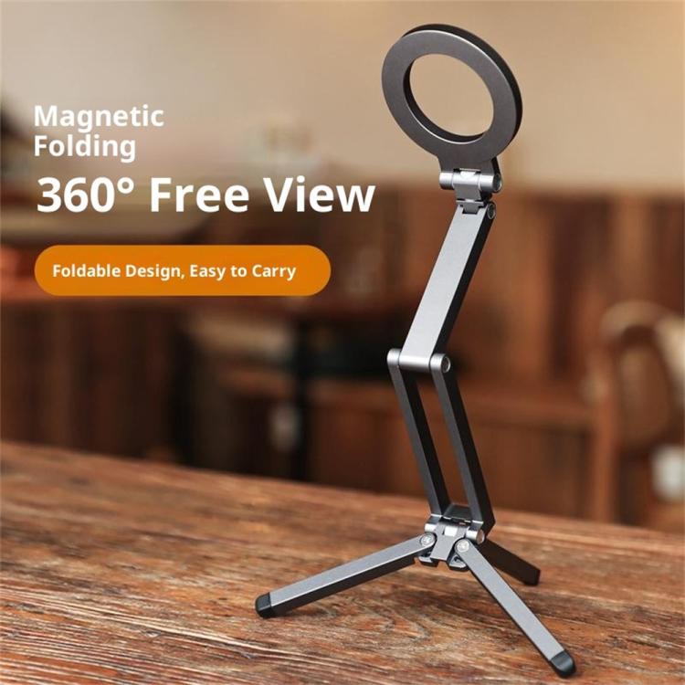 E08 Multi-Function Folding Aluminum Alloy Strong Magnetic Desktop Phone Holder Tripod