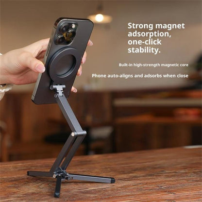 E08 Multi-Function Folding Aluminum Alloy Strong Magnetic Desktop Phone Holder Tripod