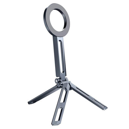 E06 Folding Aluminum Alloy Desk Stand Magnetic Tripod Phone Holder for 4-7 Inch