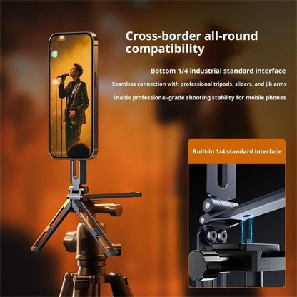 E06 Folding Aluminum Alloy Desk Stand Magnetic Tripod Phone Holder for 4-7 Inch