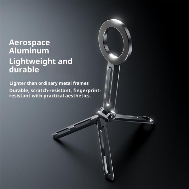 E06 Folding Aluminum Alloy Desk Stand Magnetic Tripod Phone Holder for 4-7 Inch