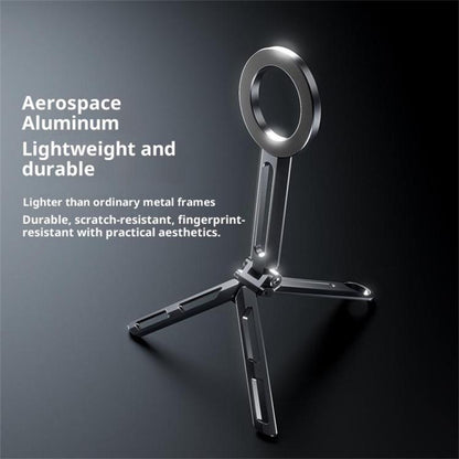 E06 Folding Aluminum Alloy Desk Stand Magnetic Tripod Phone Holder for 4-7 Inch