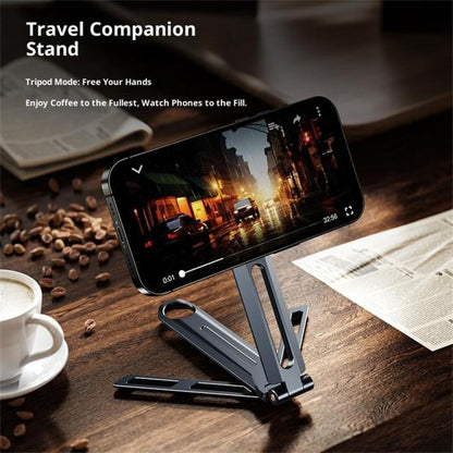 E06 Folding Aluminum Alloy Desk Stand Magnetic Tripod Phone Holder for 4-7 Inch