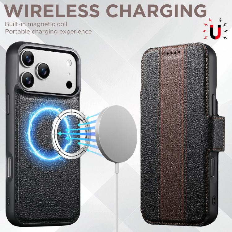 Suteni Q08 2-in-1 Multi-function Magnetic Wallet Big Litchi Vegan Leather Phone Case, For iPhone 18 Pro, For iPhone 18 Pro Max, For iPhone 17 Pro Max, For iPhone 17 Pro, For iPhone 17, For iPhone 16 Pro Max, For iPhone 16 Pro, For iPhone 16            ...