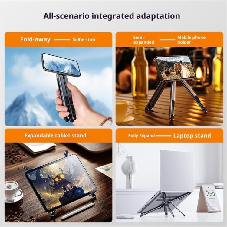 E05 Multi-Function Magnetic Aluminum Alloy Phone Holder Portable Desktop Stand for Tablet PC