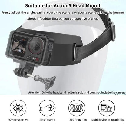 For DJI Action 5 Pro / 4 / 3 Hands-Free Driving Recorder & Sports Camera Mount Head Strap
