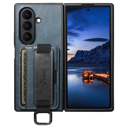 Suteni H13 Oil Wax Leather Wrist Strap Wallet Back Phone Case, For Galaxy Z Fold8 Ultra 5G, For Galaxy Z Fold7 5G, For Galaxy Z Fold6, For Galaxy Z Fold5