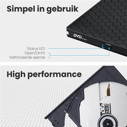 BT686 External DVD Drive USB 3.0 / Type-C Portable Optical Drive / CD Burner For Desktop / Laptop