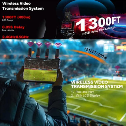 VRRIIS 085 P With LCD Display 1080P HD 400m Range Wireless Video Transmitter and Receiver Kit