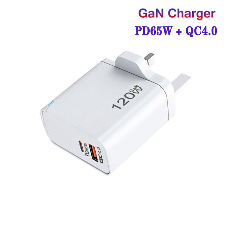 TE-PD65 GaN PD 65W + QC4.0 USB Fully Compatible Protocol Charger for MacBook ，UK Plug