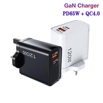 TE-PD65 GaN PD 65W + QC4.0 USB Fully Compatible Protocol Charger for MacBook ，UK Plug