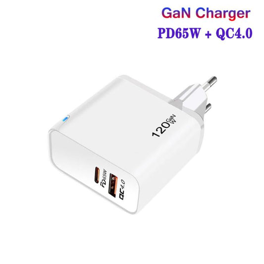 Chargeur USB TE-PD65 GaN PD 65W + QC4.0 avec câble de données Type-C vers Type-C, prise UE