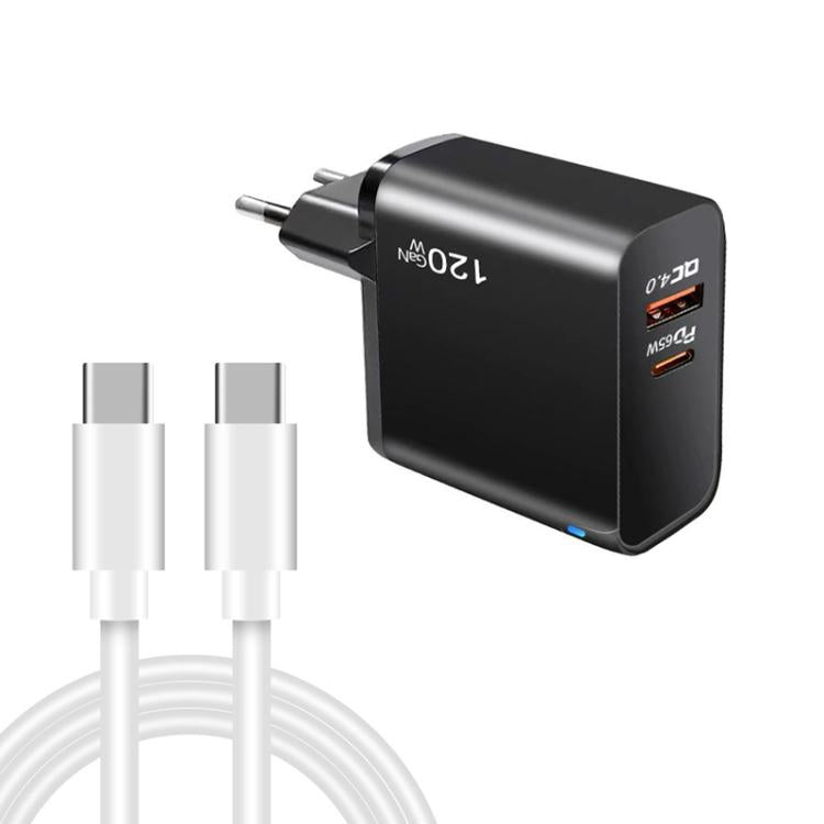 TE-PD65 GaN PD 65W + QC4.0 USB Charger with Type-C to Type-C Data Cable,  EU Plug