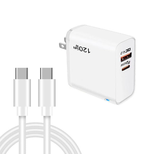 Chargeur USB GaN PD 65W + QC4.0 TE-PD65 avec câble de données Type-C vers Type-C, prise US