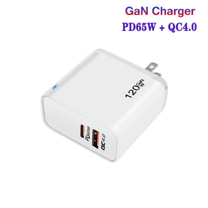 TE-PD65 GaN PD 65W + QC4.0 USB Charger with Type-C to Type-C Data Cable,  US Plug