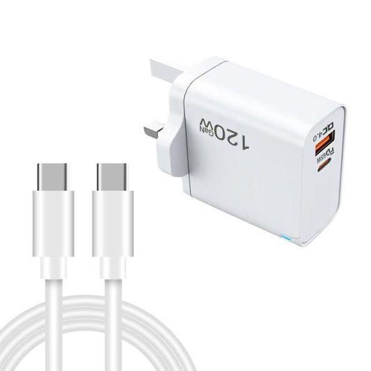 Chargeur USB TE-PD65 GaN PD 65W + QC4.0 avec câble de données Type-C vers Type-C, prise UK